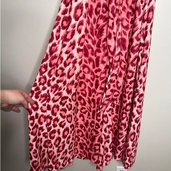 Kate Spade NWT Panthera Tie Waist Wide Leg Jumpsuit Pink Animal Print Size Large - Picture 5 of 10